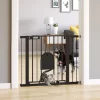 Dog gate with cat flap Black