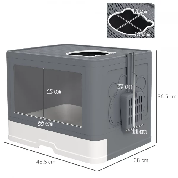 Enclosed cat litter box with lid