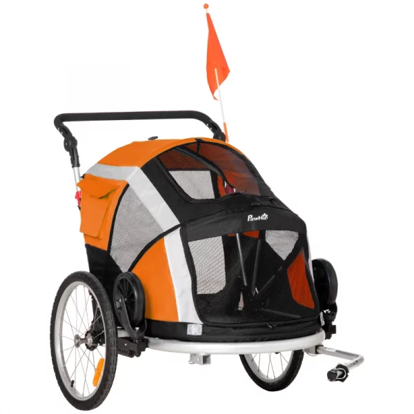2-in-1 Foldable dog bike trailer stroller
